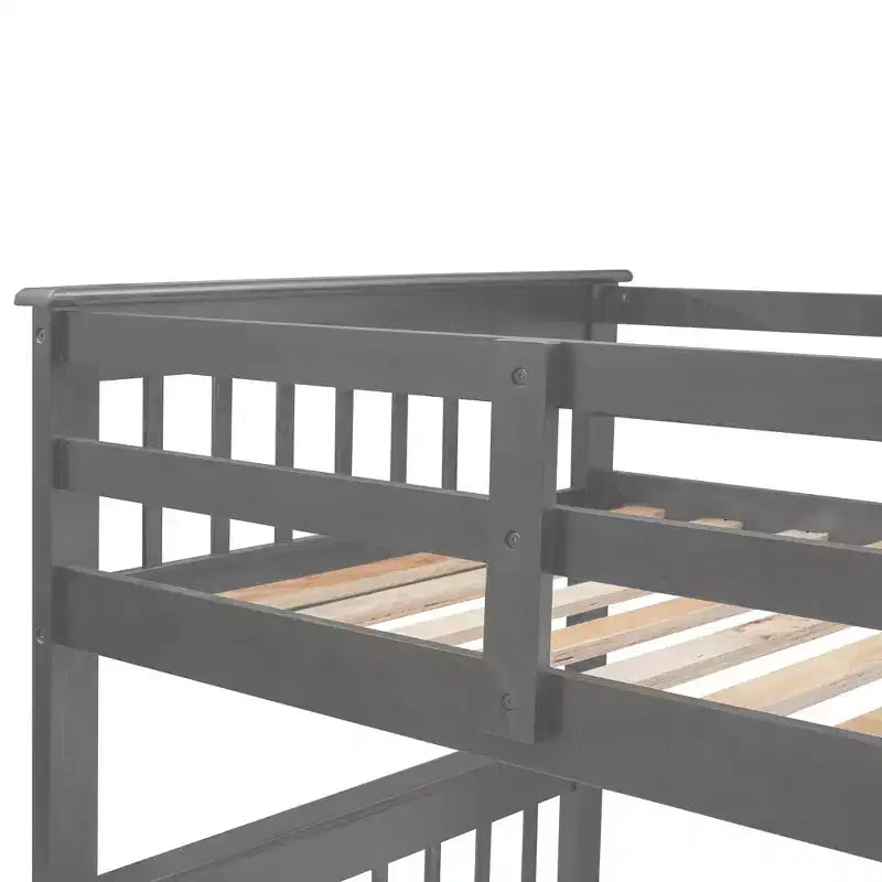 Lit superposé jumeau sur grand avec escalier, tiroir, rangement et barrière de sécurité