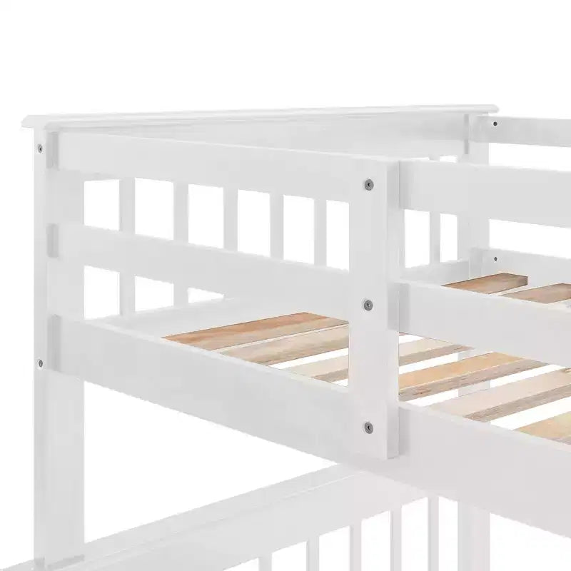 Lit superposé jumeau sur grand avec escalier, tiroir, rangement et barrière de sécurité