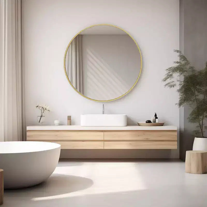 30 InchCircular Wall Mirror, Hanging Mirror for Above Sink, Bathroom Hanging Mirror