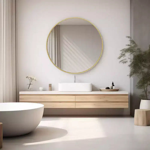 30 InchCircular Wall Mirror, Hanging Mirror for Above Sink, Bathroom Hanging Mirror