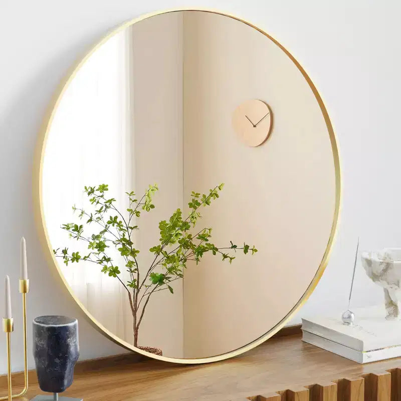 Miroir mural circulaire de 30 pouces, miroir suspendu pour au-dessus de l'évier, miroir suspendu de salle de bain