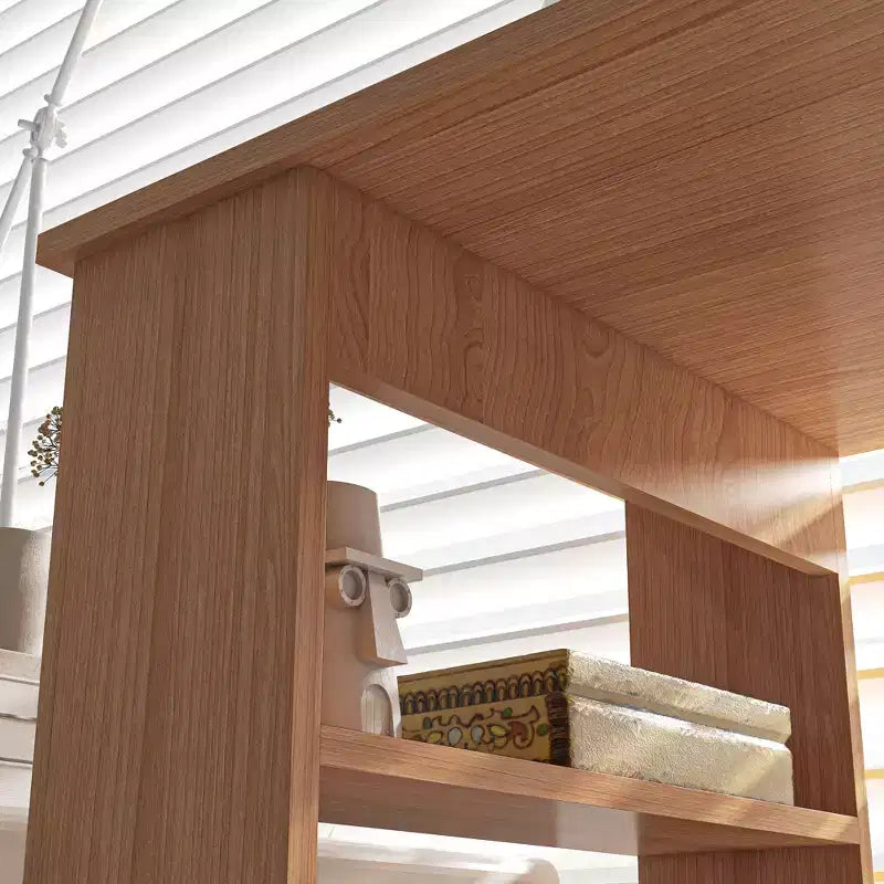 Bureau d'angle en L rotatif à 360° pour la maison avec étagères de rangement, poste de travail de table d'écriture, Teck