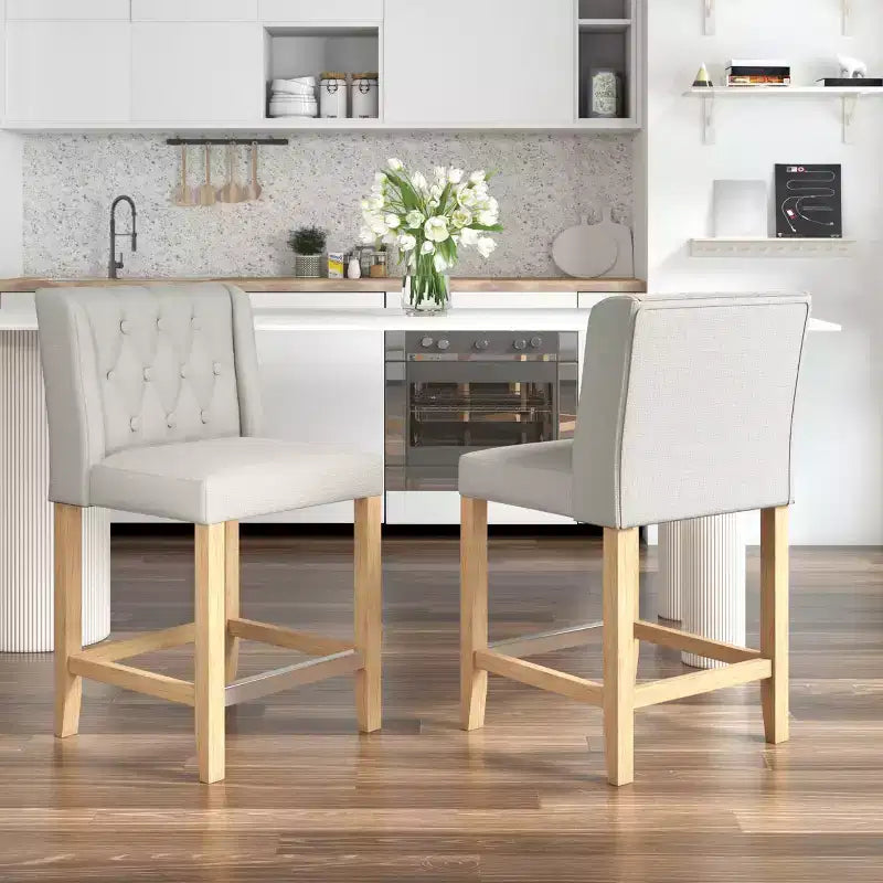EROMMY Counter &amp; Bar Stool With Solid Wood Frame And Upholstered Seat (Set Of 2)