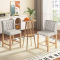 Tabouret de comptoir et de bar avec cadre en bois massif et assise rembourrée (Lot de 2)