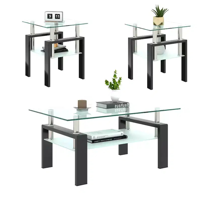Table basse en verre, table d'appoint carrée de style minimaliste moderne avec pieds en métal, plateau en verre trempé, pour bureau à domicile, salon