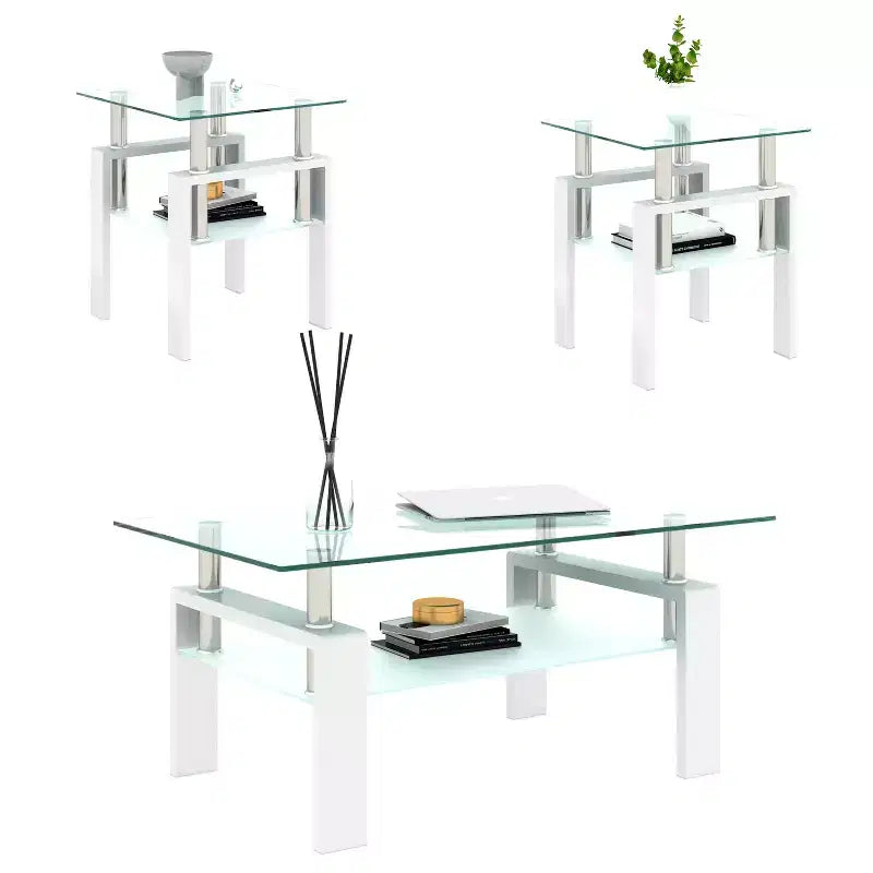 Table basse en verre, table d'appoint carrée de style minimaliste moderne avec pieds en métal, plateau en verre trempé, pour bureau à domicile, salon
