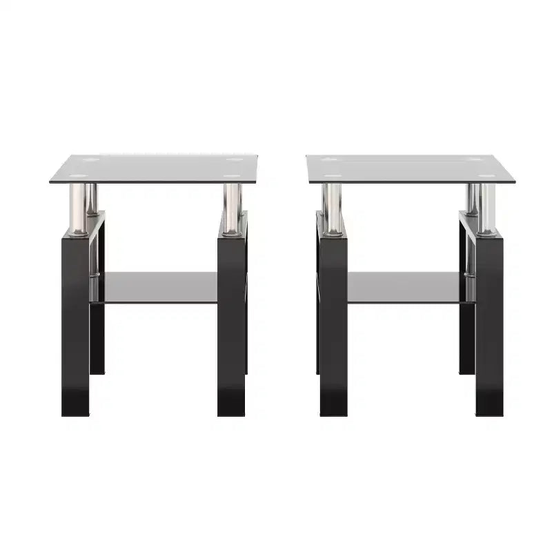 Table basse en verre, table d'appoint carrée de style minimaliste moderne avec pieds en métal, plateau en verre trempé, pour bureau à domicile, salon