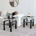 Glass Coffee Table, Modern Minimalist Square End Table with Metal Legs, Tempered Glass Top, for Home Office Living Room