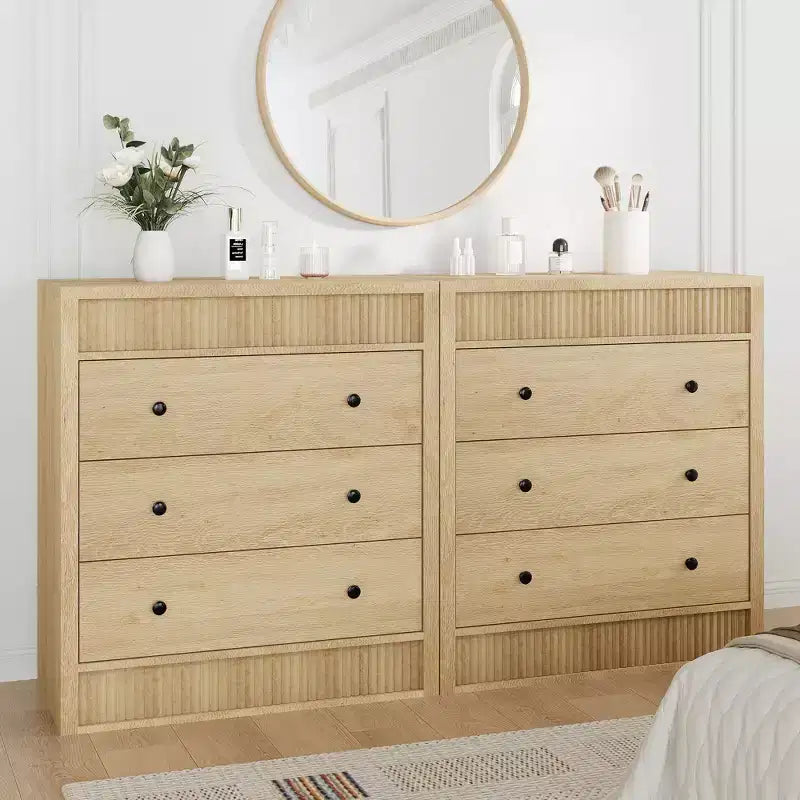 Commode de chevet à 3 tiroirs cannelés, largeur 80 cm, rangement moderne pour chambre, couloir et chambre d'enfant