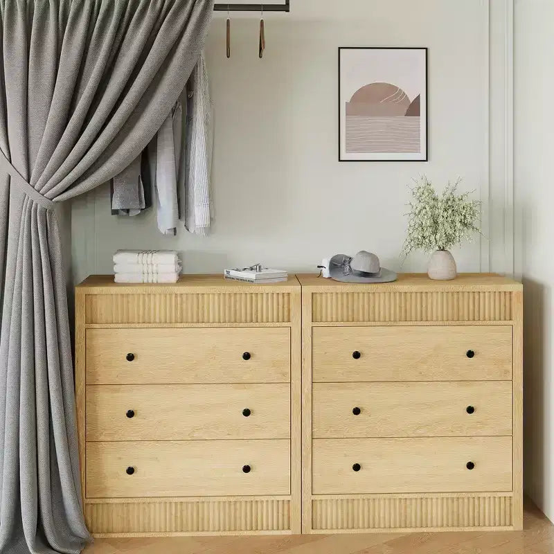 Commode de chevet à 3 tiroirs cannelés, largeur 80 cm, rangement moderne pour chambre, couloir et chambre d'enfant