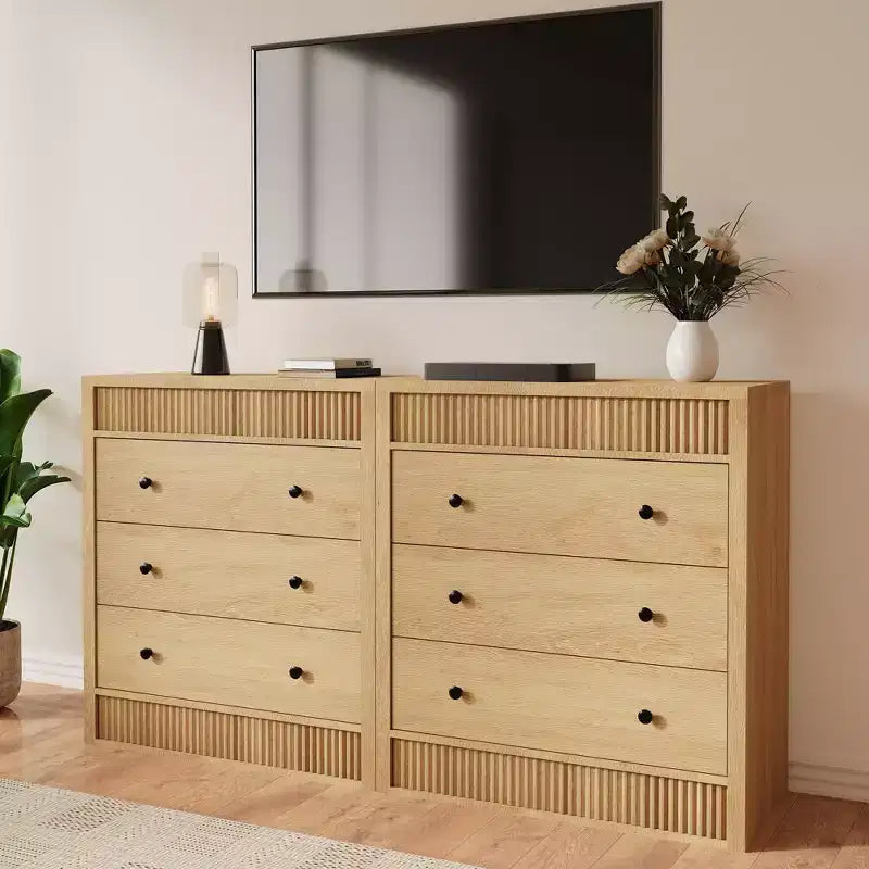 Commode de chevet à 3 tiroirs cannelés, largeur 80 cm, rangement moderne pour chambre, couloir et chambre d'enfant