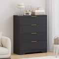 4-Drawer Dresser,38.6 Fluted Modern Chest with Gold Handles, Versatile Storage for Bedroom, Living Room, Hallway &amp; Nursery