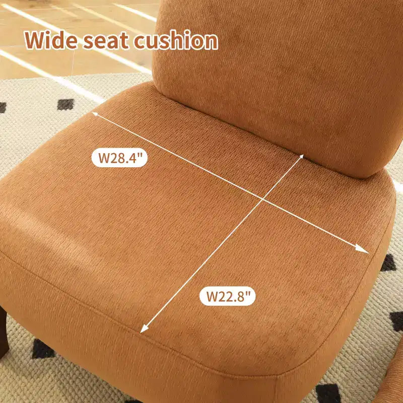 Fauteuil d'appoint en velours avec pieds en bois, chaise latérale rembourrée moderne sans accoudoirs avec oreiller, chaise de lecture pour appartement, salon, chambre à coucher