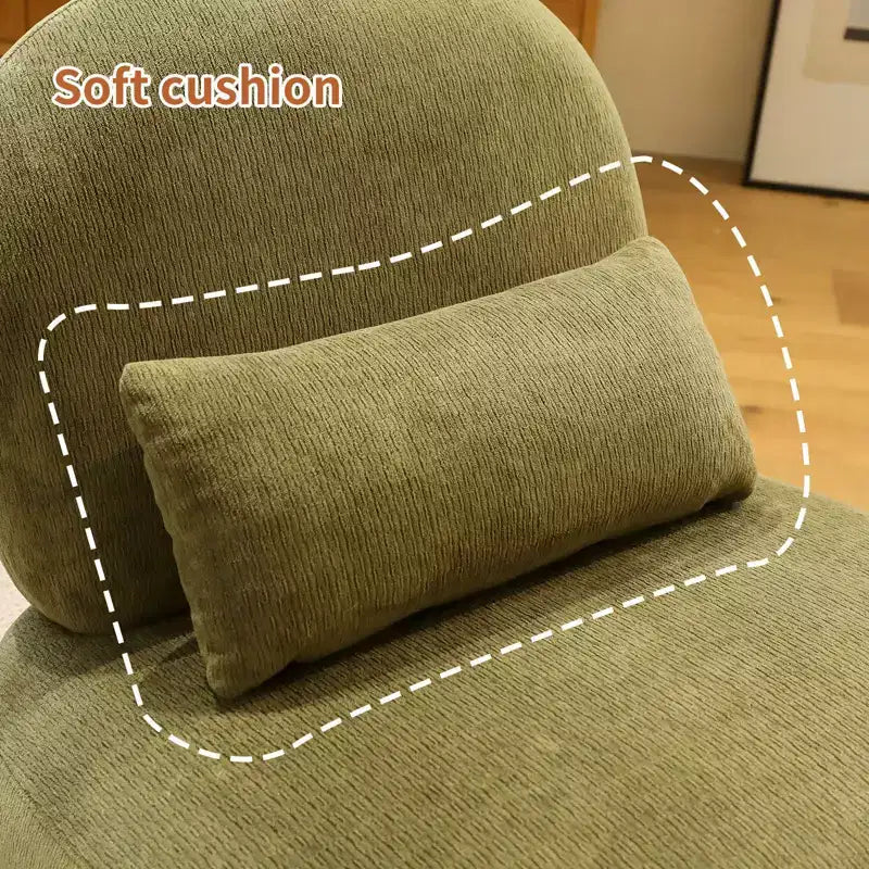 Fauteuil d'appoint en velours avec pieds en bois, chaise latérale rembourrée moderne sans accoudoirs avec oreiller, chaise de lecture pour appartement, salon, chambre à coucher