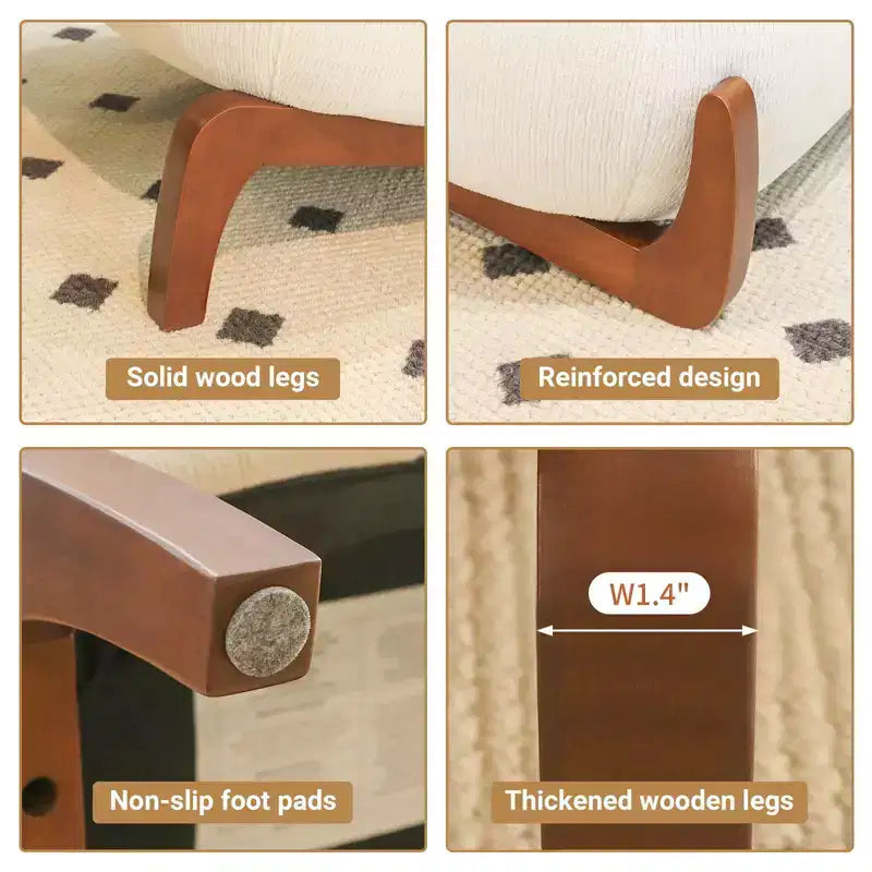 Fauteuil d'appoint en velours avec pieds en bois, chaise latérale rembourrée moderne sans accoudoirs avec oreiller, chaise de lecture pour appartement, salon, chambre à coucher