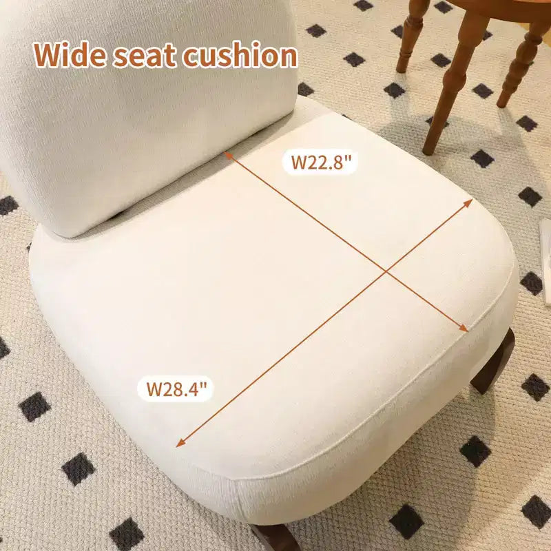 Fauteuil d'appoint en velours avec pieds en bois, chaise latérale rembourrée moderne sans accoudoirs avec oreiller, chaise de lecture pour appartement, salon, chambre à coucher