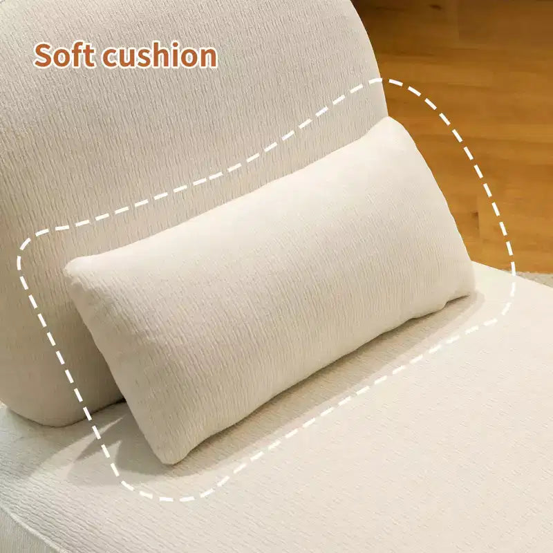 Fauteuil d'appoint en velours avec pieds en bois, chaise latérale rembourrée moderne sans accoudoirs avec oreiller, chaise de lecture pour appartement, salon, chambre à coucher