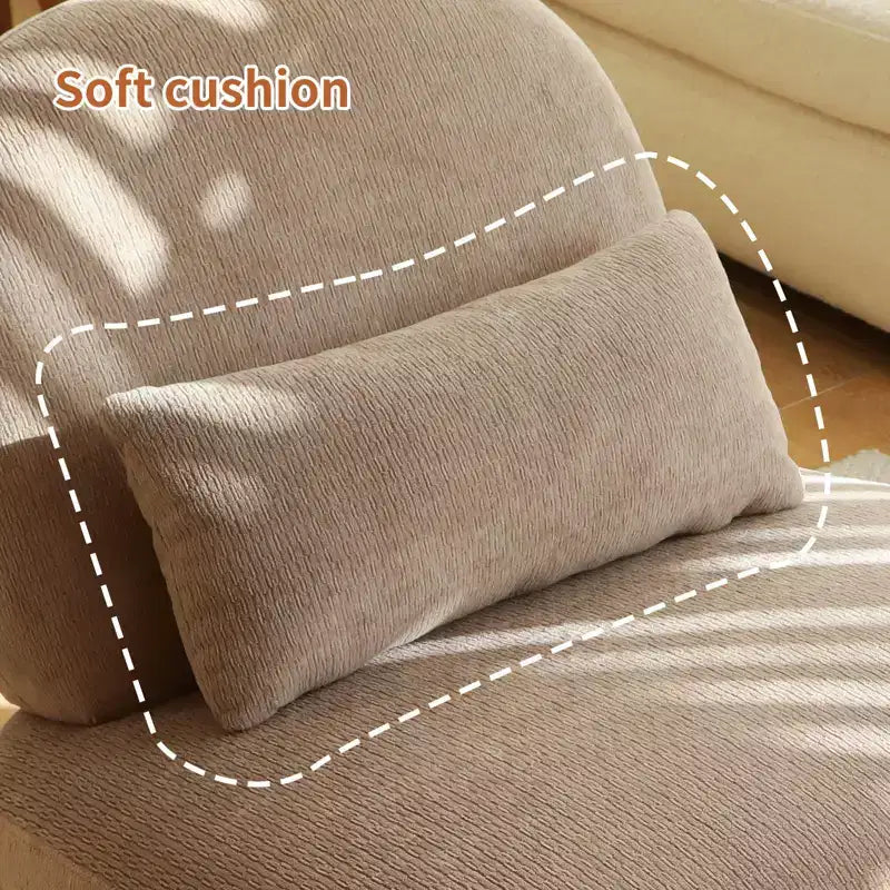 Fauteuil d'appoint en velours avec pieds en bois, chaise latérale rembourrée moderne sans accoudoirs avec oreiller, chaise de lecture pour appartement, salon, chambre à coucher