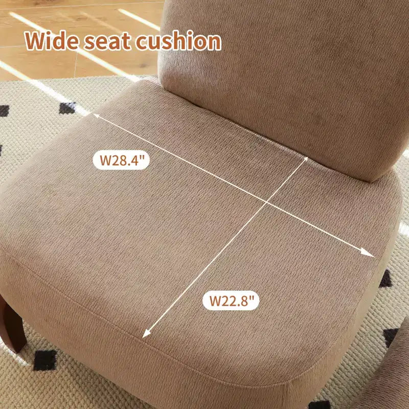 Fauteuil d'appoint en velours avec pieds en bois, chaise latérale rembourrée moderne sans accoudoirs avec oreiller, chaise de lecture pour appartement, salon, chambre à coucher