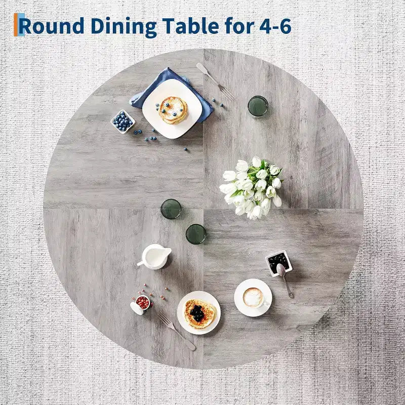 Table à manger ronde, table de cuisine de style ferme pour 4 personnes, table en bois pour salle à manger, salon ou cuisine