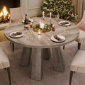Table à manger ronde, table de cuisine de style ferme pour 4 personnes, table en bois pour salle à manger, salon ou cuisine