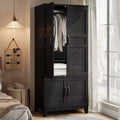 Armoire Wardrobe Closet with 4 Doors,72 Wooden Wardrobe Cabinet with Hanging Rod, Tall Armoire with 18 Adjustable Shelves for Bedroom, Clothes