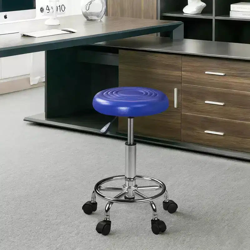 Chaise de bureau en similicuir réglable en hauteur, pivotante et roulante, ergonomique, avec repose-pieds et roulettes, noir/blanc/bleu