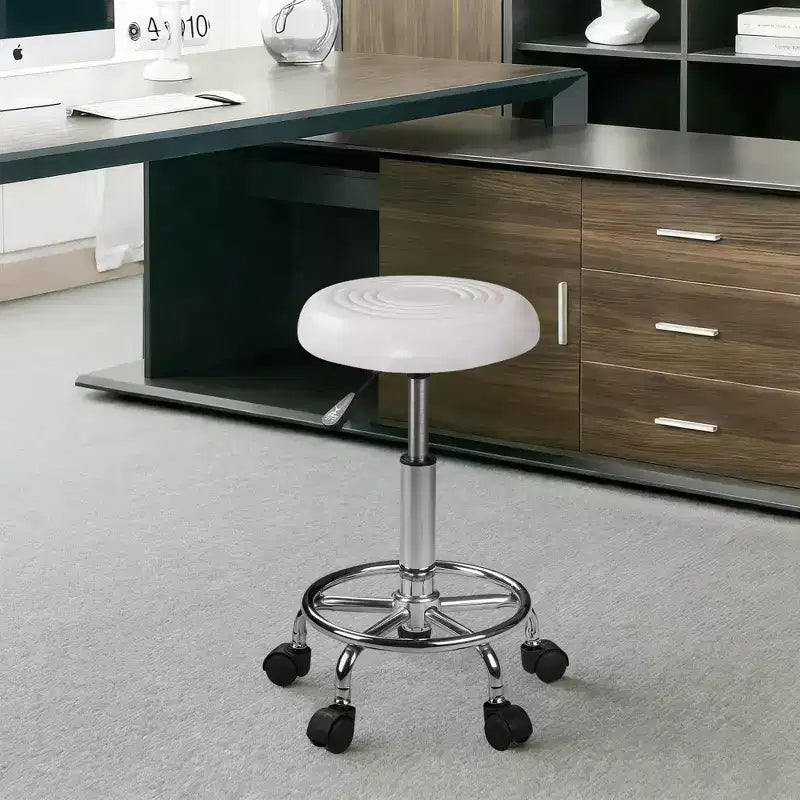 Chaise de bureau en similicuir réglable en hauteur, pivotante et roulante, ergonomique, avec repose-pieds et roulettes, noir/blanc/bleu
