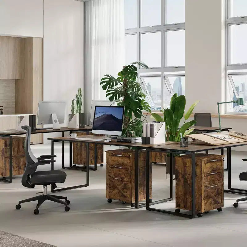Classeur à 3 tiroirs avec serrure, meuble de classement mobile sous le bureau, organiseur de rangement en bois