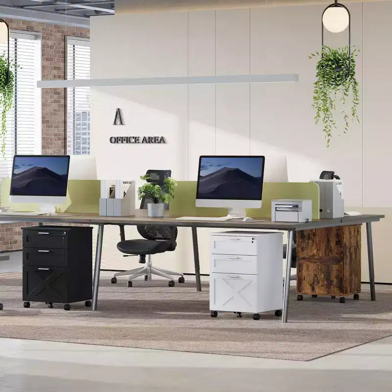Classeur à 3 tiroirs avec serrure, meuble de classement mobile sous le bureau, organiseur de rangement en bois