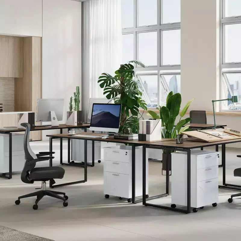 Classeur à 3 tiroirs avec serrure, meuble de classement mobile sous le bureau, organiseur de rangement en bois