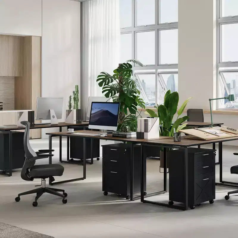 Classeur à 3 tiroirs avec serrure, meuble de classement mobile sous le bureau, organiseur de rangement en bois