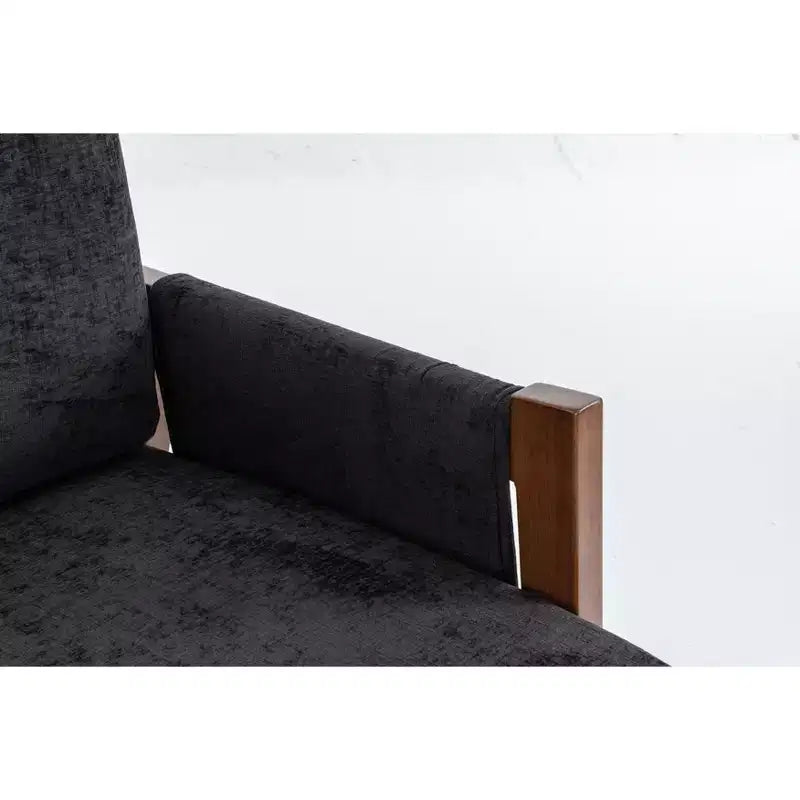 Fauteuil d'appoint moderne du milieu du siècle avec fauteuil de salon en bois rembourré en chenille avec accoudodoir, chaises de canapé simple pour salon, chambre à coucher