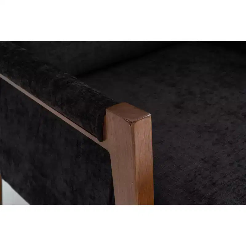 Fauteuil d'appoint moderne du milieu du siècle avec fauteuil de salon en bois rembourré en chenille avec accoudodoir, chaises de canapé simple pour salon, chambre à coucher