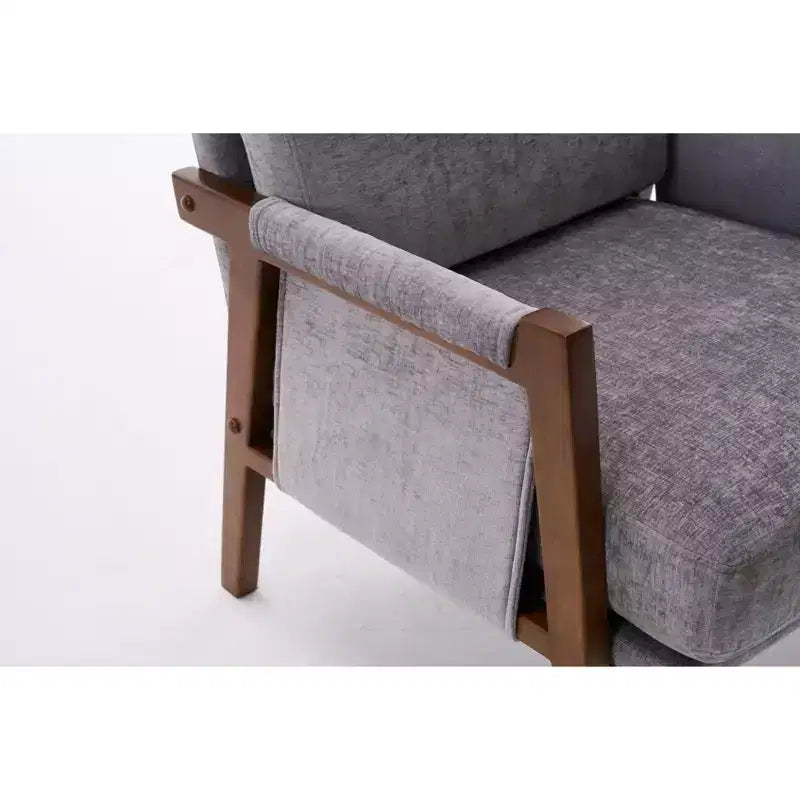 Fauteuil d'appoint moderne du milieu du siècle avec fauteuil de salon en bois rembourré en chenille avec accoudodoir, chaises de canapé simple pour salon, chambre à coucher