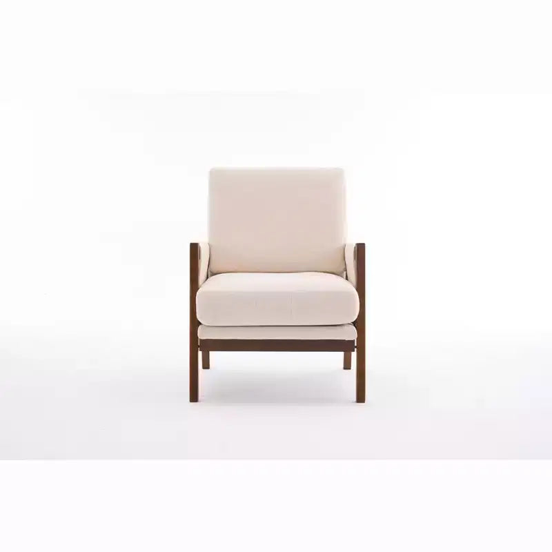 Fauteuil d'appoint moderne du milieu du siècle avec fauteuil de salon en bois rembourré en chenille avec accoudodoir, chaises de canapé simple pour salon, chambre à coucher