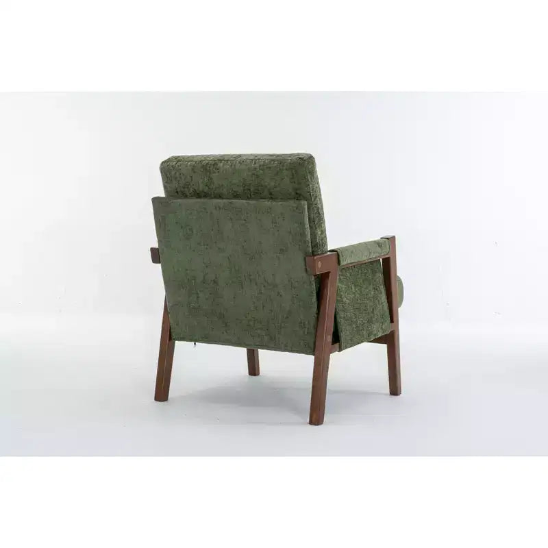 Fauteuil d'appoint moderne du milieu du siècle avec fauteuil de salon en bois rembourré en chenille avec accoudodoir, chaises de canapé simple pour salon, chambre à coucher