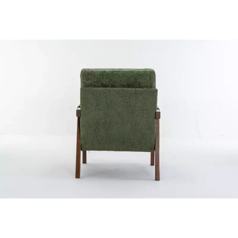 Fauteuil d'appoint moderne du milieu du siècle avec fauteuil de salon en bois rembourré en chenille avec accoudodoir, chaises de canapé simple pour salon, chambre à coucher