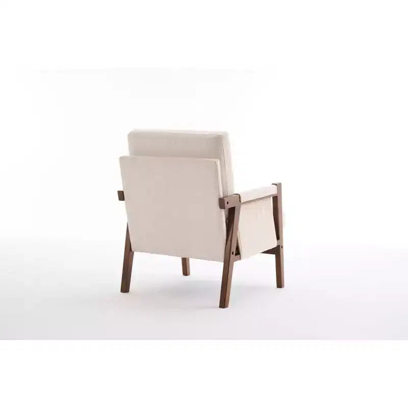 Fauteuil d'appoint moderne du milieu du siècle avec fauteuil de salon en bois rembourré en chenille avec accoudodoir, chaises de canapé simple pour salon, chambre à coucher