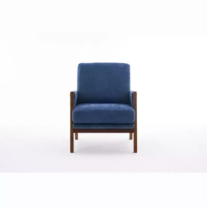 Fauteuil d'appoint moderne du milieu du siècle avec fauteuil de salon en bois rembourré en chenille avec accoudodoir, chaises de canapé simple pour salon, chambre à coucher