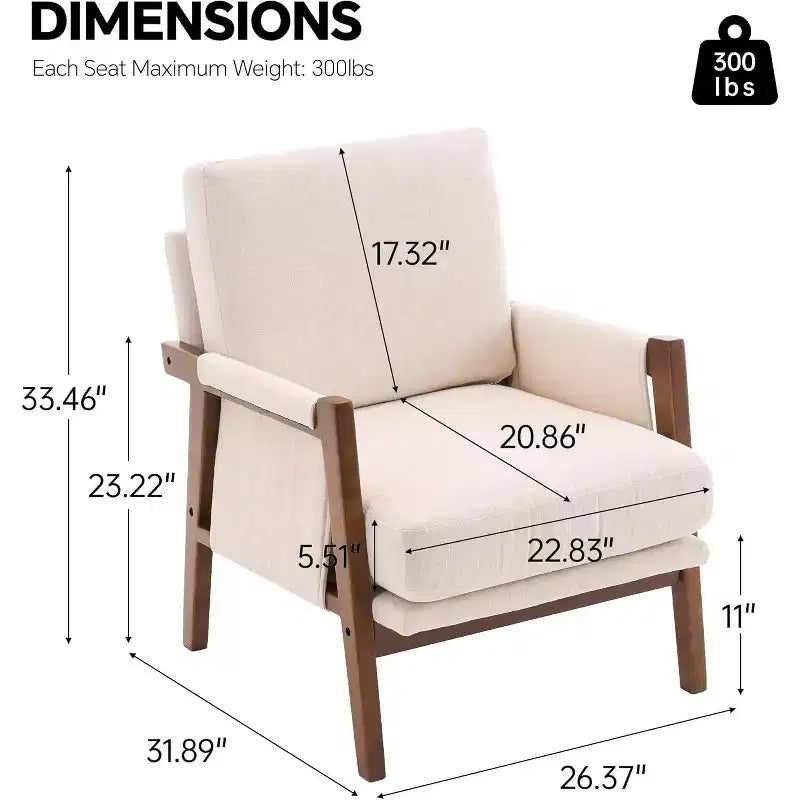 Fauteuil d'appoint moderne du milieu du siècle avec fauteuil de salon en bois rembourré en chenille avec accoudodoir, chaises de canapé simple pour salon, chambre à coucher