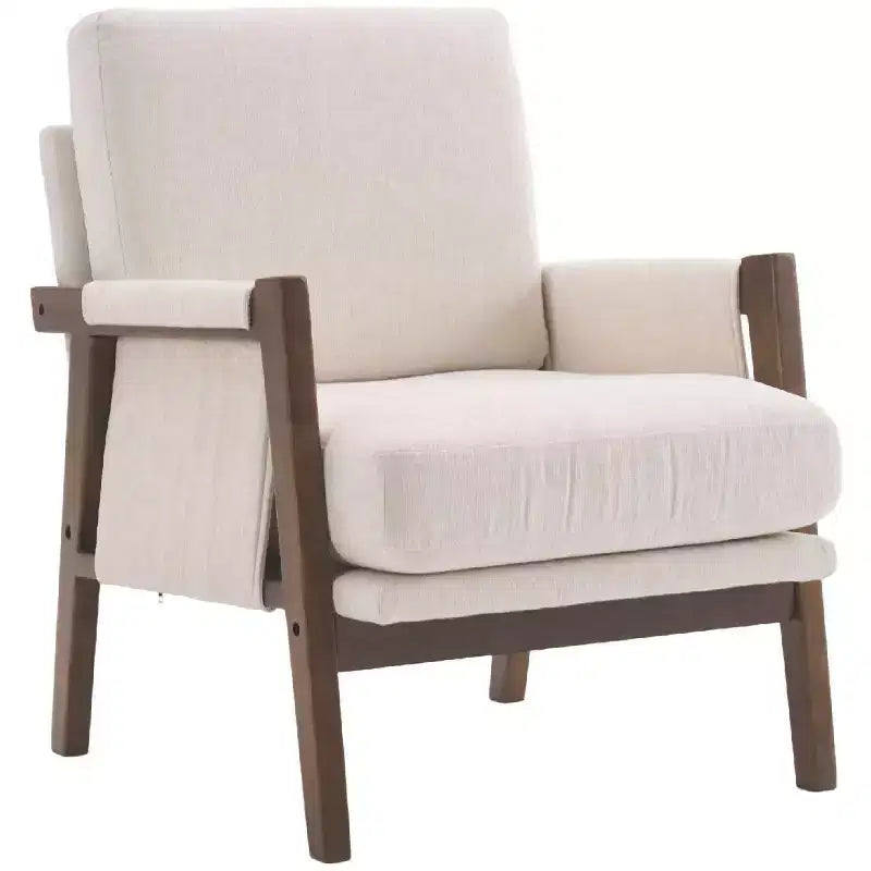 TUYOHW Mid-Century Modern Accent Chair with Chenille Upholstered Wooden Lounge Chair with Armrest Single Sofa Chairs for Living Room, Bedroom