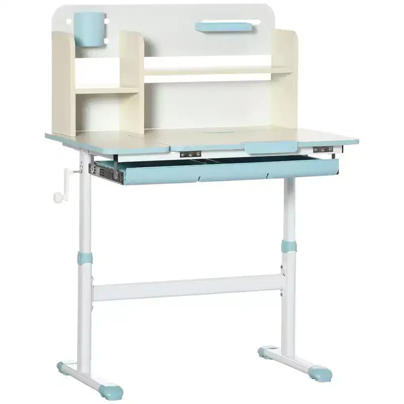 Bureau enfant en bois, bureau d'écriture pour enfants avec hauteur et plateau inclinable réglables, étagère de rangement et tiroir, table d'étude pour les 3-12 ans