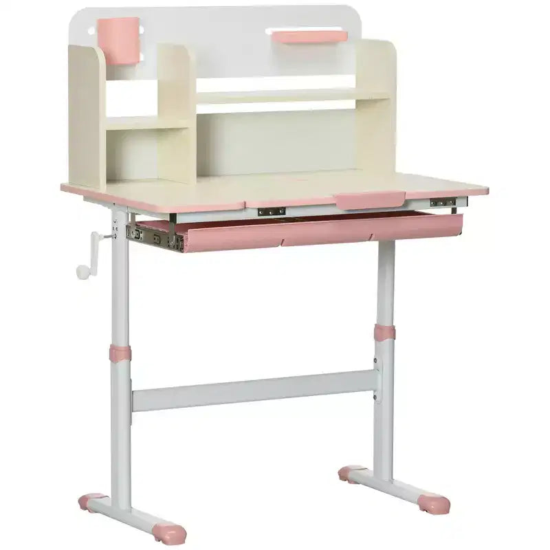 Bureau enfant en bois, bureau d'écriture pour enfants avec hauteur et plateau inclinable réglables, étagère de rangement et tiroir, table d'étude pour les 3-12 ans