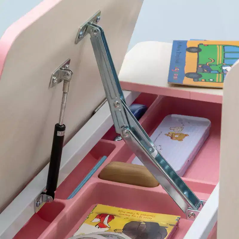 Bureau enfant en bois, bureau d'écriture pour enfants avec hauteur et plateau inclinable réglables, étagère de rangement et tiroir, table d'étude pour les 3-12 ans