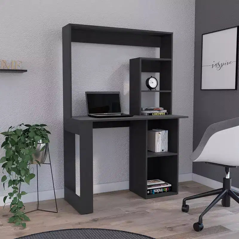 TUYOHW 38.8 Computer Desk,Writing Desk with Hutch and 5 Storage Shelves,Expansive Desktop,Modern Workstation for Laptop,Office,Bedroom,Study