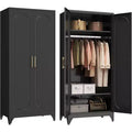 BALHAM TRADE-Freestanding Metal Armoire Wardrobe Closet 71 Inch Tall with Doors Shelves Hanging Rod