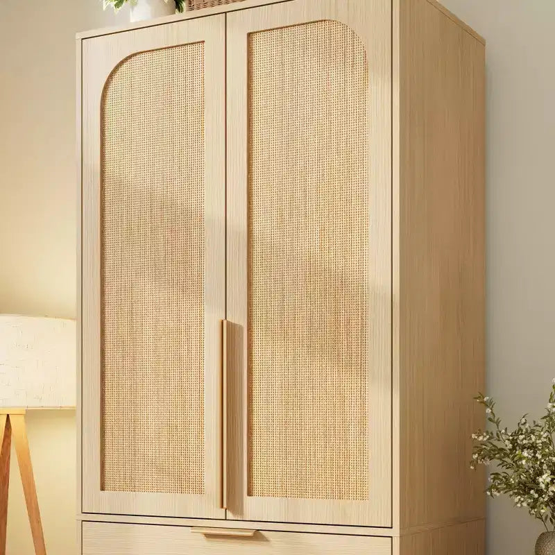Armoire penderie de 69,5 po, meuble de rangement en bois avec 3 tiroirs, tringle de suspension, armoire de rangement pour vêtements à 2 portes pour chambre à coucher