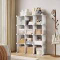 Organiseur de rangement 12 cubes en PVC, meuble multifonctionnel et modulable pour bureau à domicile, blanc