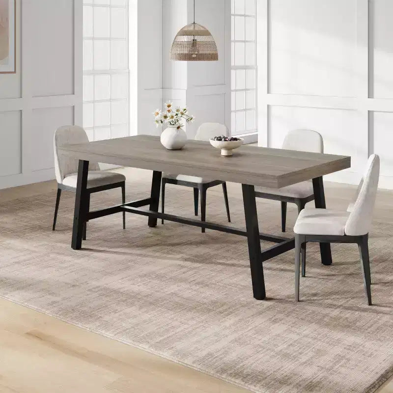 Table de salle à manger industrielle 70,87 po pour 6 à 8 personnes, longue table de cuisine en bois avec cadre métallique robuste et finition noire, sièges 6 comptoir rectangulaire